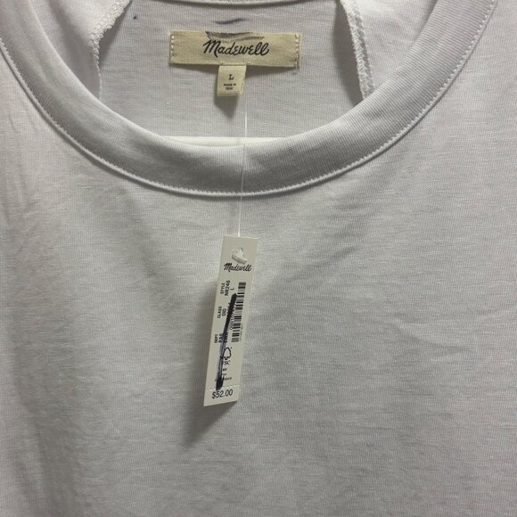 Madewell Womens Structured Muscle Tee Sleeveless White Cropped Tank Top Size L - Picture 5 of 6